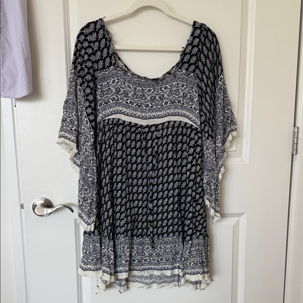 Free People Black and White Boxy Midi Dress